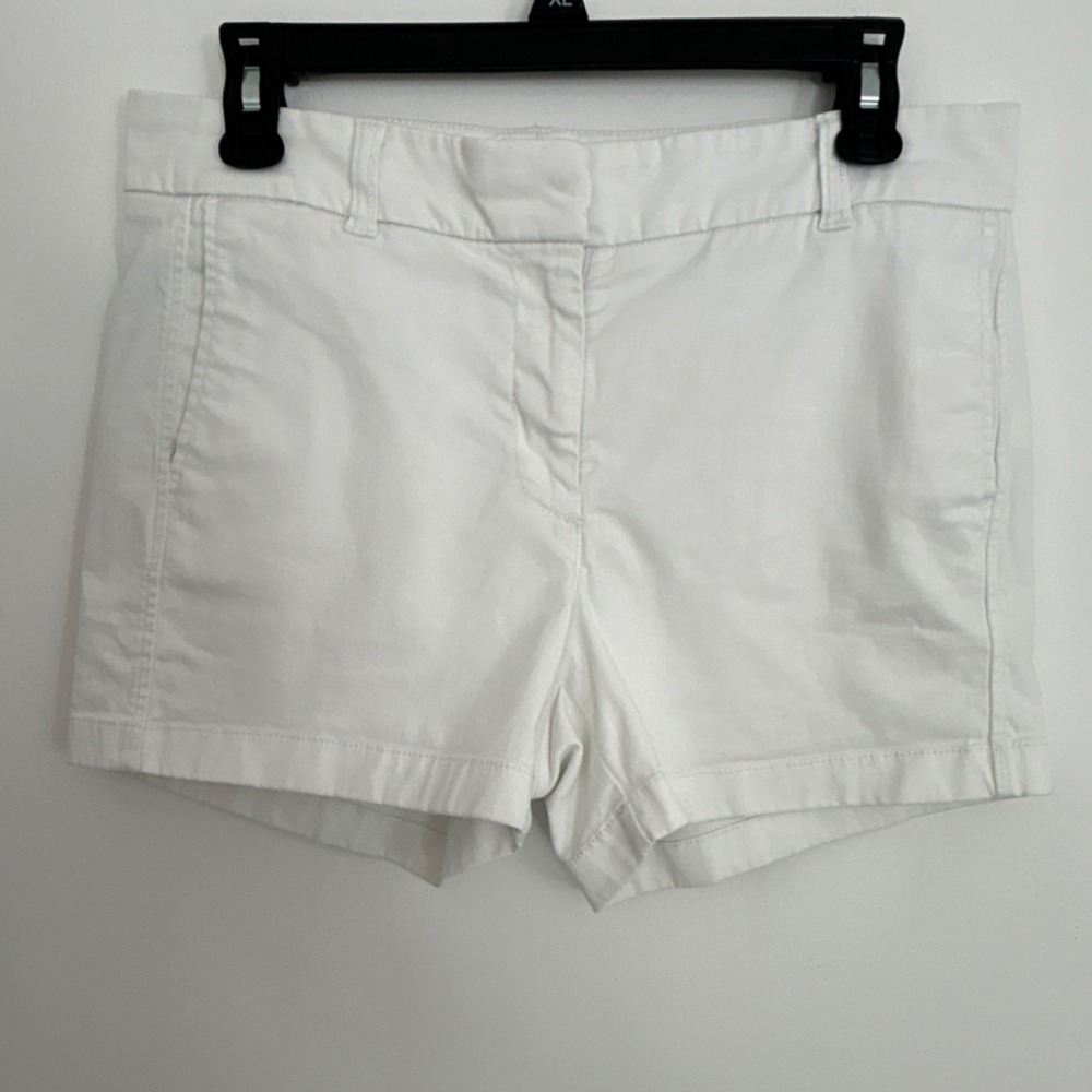 J.Crew Chino Shorts White Women's 6 Cotton Regular Fit Button Zip Pockets